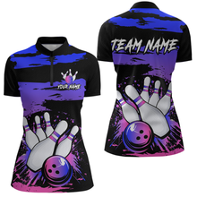 Load image into Gallery viewer, Purple Bowling Shirts Custom for Women Men Team Bowling Polo and 1/4 Zip Shirts MBL116