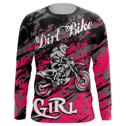 Motocross Jersey Youth Dirt Bike Pink UPF30+ Off-Road Racing Shirt Kid Girl Women XM167