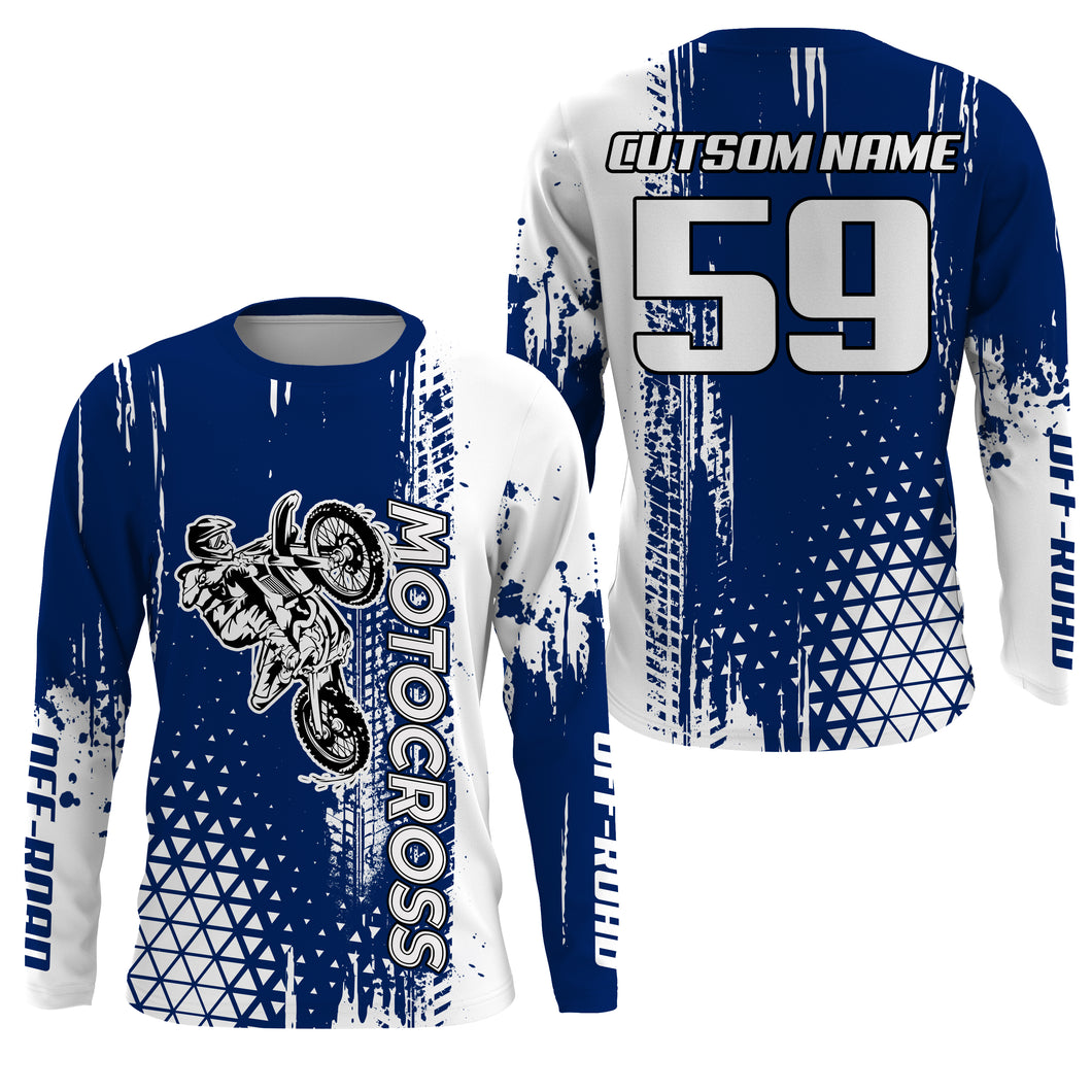 Blue Motocross Racing Jersey UPF30+ Youth Dirt Bike Shirt Motorcycle Jersey Kid Men Off-road XM201