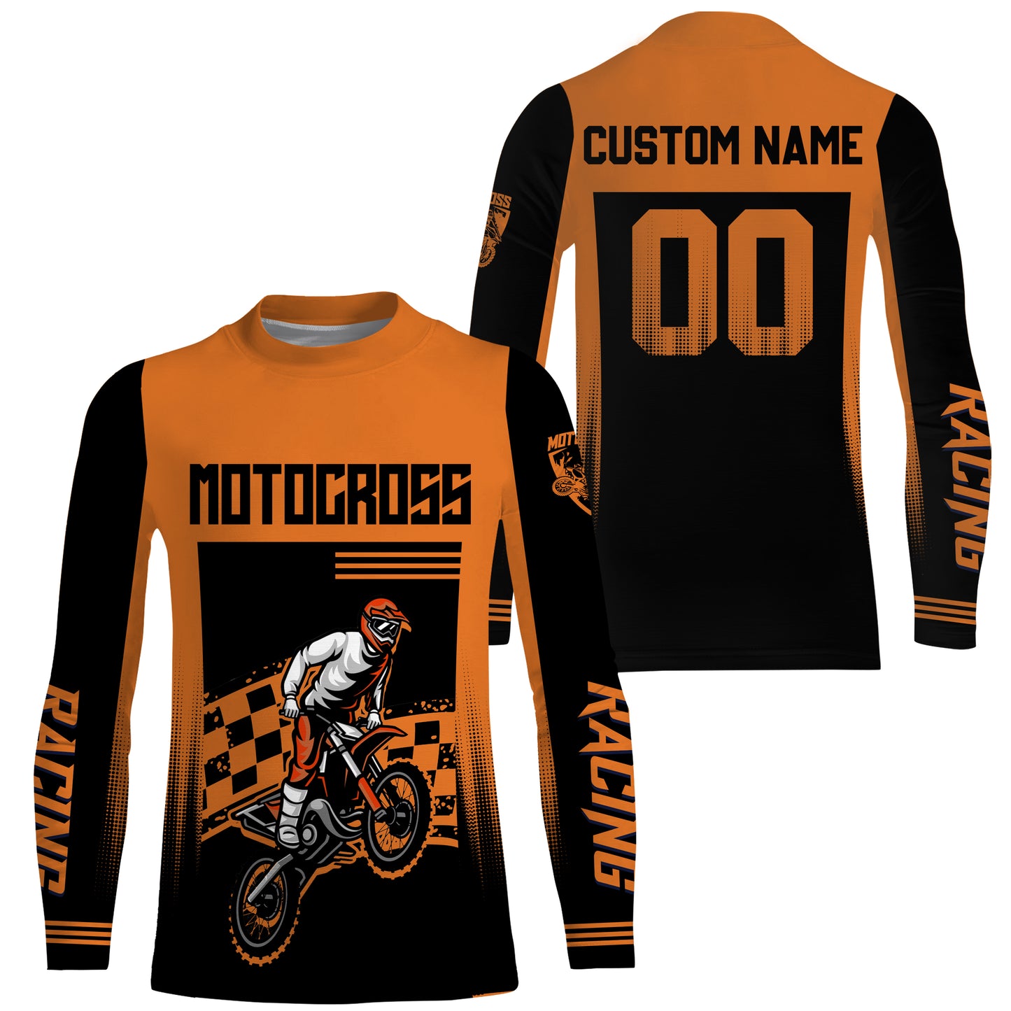Motocross Jersey Orange UPF30+ Dirt Bike Racing Shirt Youth Men Women Kid Motorcycle XM50