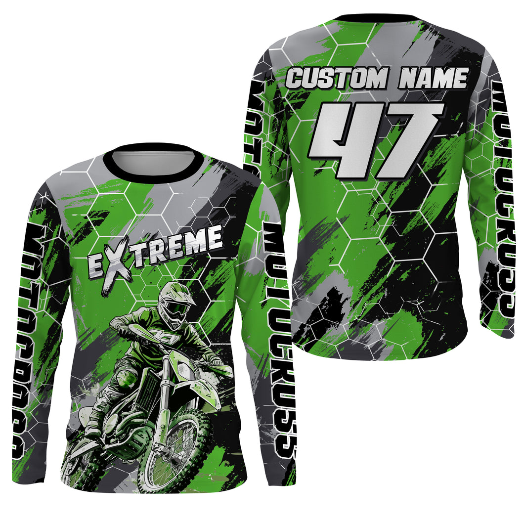 Motocross Racing Jersey Green UPF30+ Youth Dirt Bike Shirt Motorcycle Men MX Off-Road XM140