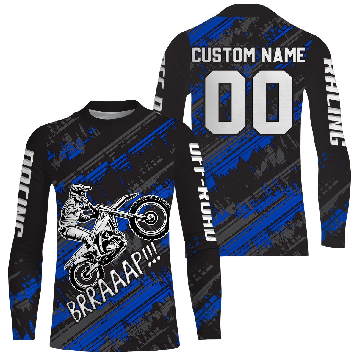 Kid Men Motocross Jersey Personalized Upf30+ Blue Dirt Bike Shirt MX Racing Jersey XM231