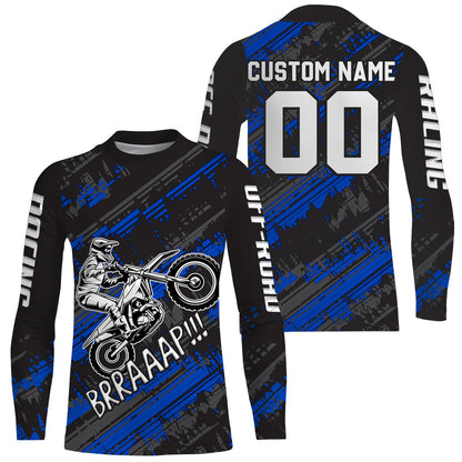 Kid Men Motocross Jersey Personalized Upf30+ Blue Dirt Bike Shirt MX Racing Jersey XM231