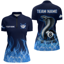 Load image into Gallery viewer, Custom Blue Cobra Snake 8 Ball Pool Flame Billiard Shirts for Women Team Polo &amp; 1/4 Zip Shirts NNT56