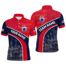 Load image into Gallery viewer, Personalized US Flag Bowling Jersey for Men Bowling Gifts Bowling Team Jersey with Name Polo &amp; 1/4 Zip HNT28