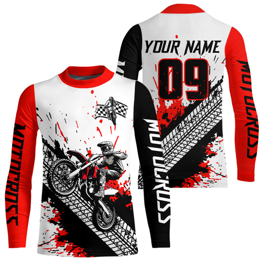Red Motocross Shirts Racing UPF30+Custom Dirt Bike Jersey Off-Road Shirt Kid Men Women DNT73