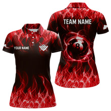 Load image into Gallery viewer, Red Flaming 8 Ball Pool Shirts Women Billiard Polo &amp; 1/4 Zip Shirts Billiard Team Jerseys NNT10
