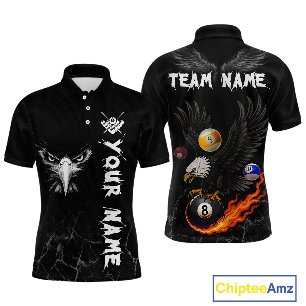 Custom Black Eagle 8 Ball Billiard Shirts for Men Billiard Team Jerseys Polo & 1/4 Zip Shirts NNT52