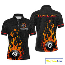 Load image into Gallery viewer, Custom 8 Ball Flame Billiard Shirts for Men Billiard Team Jerseys Polo &amp; 1/4 Zip Shirts NNT50