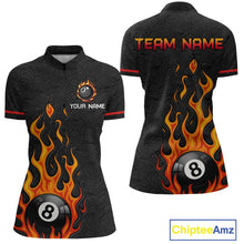 Load image into Gallery viewer, Custom 8 Ball Flame Billiard Shirts for Women Billiard Team Jerseys Polo &amp; 1/4 Zip Shirts NNT50