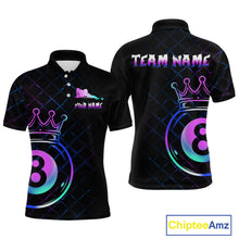 Load image into Gallery viewer, Custom Neon 8 Ball Crown Billiard Shirts for Men Billiard Team Jerseys Polo &amp; 1/4 Zip Shirts NNT53