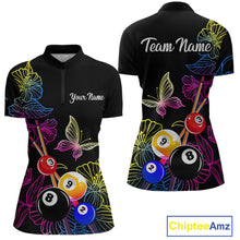 Load image into Gallery viewer, Custom Butterfiles Ball Billiard Shirts for Women Billiard Team Jerseys Polo &amp; 1/4 Zip Shirts NNT51
