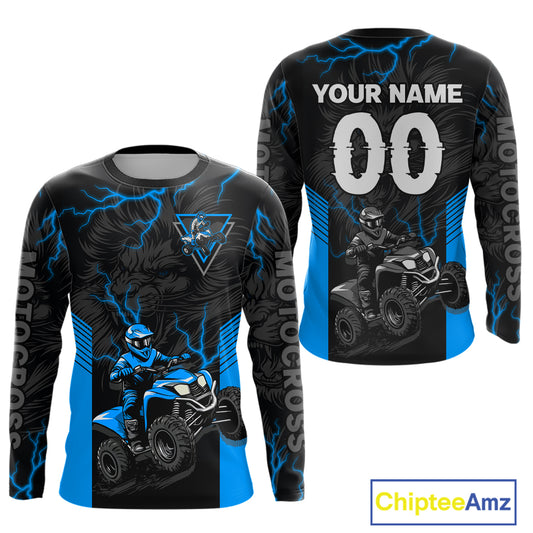 Custom Blue Lion ATV Motocross Jersey Racing Shirts Off-Road Jersey Kid Men Women UPF30+ DNT24