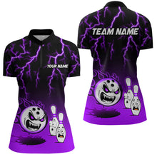 Load image into Gallery viewer, Purple Funny Crazy Bowling Shirt for Women Bowling Jersey Shirts Polo &amp; Quarter- Zip Bowling League HNT17