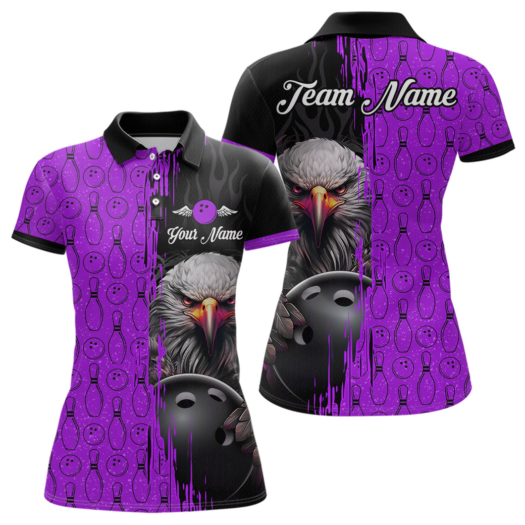 Purple Eagle Bowling Custom Women Bowling Shirt Polo & Quarter-Zip Bowling Team Jerseys HNT49