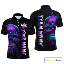 Load image into Gallery viewer, Purple Skull Bowling Custom Men Bowling Shirt Polo &amp; Quarter-Zip Bowling Team Jerseys HNT51