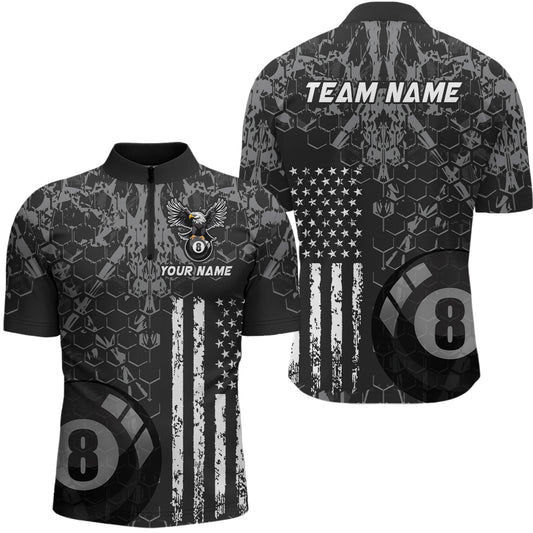US Flag Eagle Billiard Jerseys 8 Ball Pool Billiard for Men Billiard Shirts Polo & 1/4 Zip NNT04