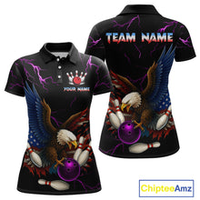 Load image into Gallery viewer, Purple Thunder US Flag Eagle Bowling Shirts for Women Team Bowling Polo &amp; Quarter-Zip HNT96