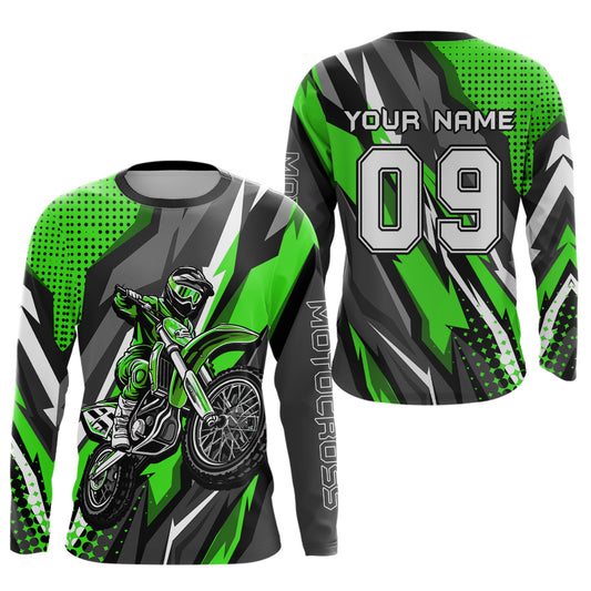 Custom Green Motocross Racing Jersey Men Women Kid Upf30+ Dirt Bike Shirt Racing Jersey DNT83