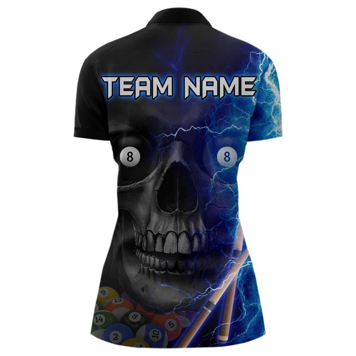 Custom Skull Thunder Billiard Shirts for Women Billiard Team Jerseys Polo & 1/4 Zip Shirts NNT44