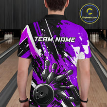 Load image into Gallery viewer, Custom Purple Bowling Jersey for Men Bowling Uniform Polo &amp; 1/4 Zip Bowling Team Shirts HNT105