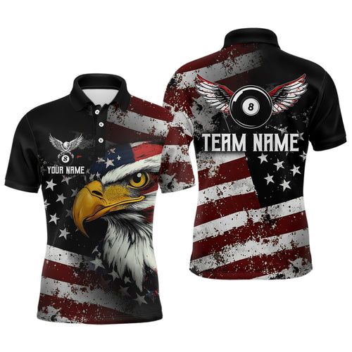 American Flag Billiard Shirt Funny Eagle Billiard Jersey Billiard for Men Polo & 1/4 Zip Shirt NNT06