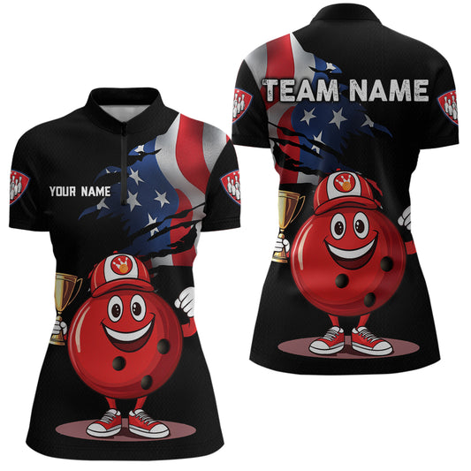 Custom Funny Bowling Jersey for Women Bowling Team Shirts Bowling Uniform Polo & 1/4 Zip HNT159