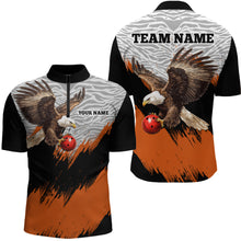 Load image into Gallery viewer, Custom Name Orange Eagle Bowling Shirt Bowling Jersey for Men Polo &amp; 1/4 Zip Shirt Team League HNT07