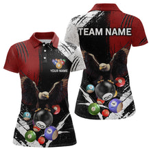 Load image into Gallery viewer, Eagle Custom Red Billiard Team Shirts For Women Bowling League Polo &amp; 1/4 Zip Shirt NNT20