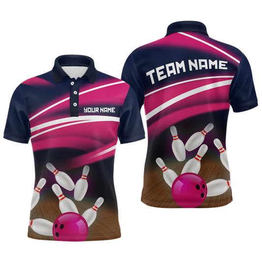 Custom Pink Bowling Jersey Bowling Team Shirts For Men Bowling League Polo & 1/4 Zip HNT163