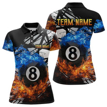 Load image into Gallery viewer, Custom Flame 8 Ball Billiard Shirts for Women Billiard Team Jerseys Polo &amp; 1/4 Zip Shirts NNT46