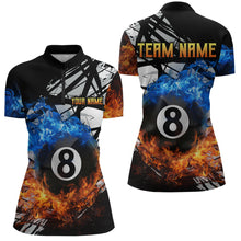 Load image into Gallery viewer, Custom Flame 8 Ball Billiard Shirts for Women Billiard Team Jerseys Polo &amp; 1/4 Zip Shirts NNT46