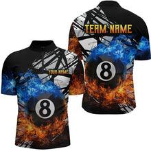 Load image into Gallery viewer, Custom Flame 8 Ball Billiard Shirts for Men Billiard Team Jerseys Polo &amp; 1/4 Zip Shirts NNT46