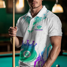 Load image into Gallery viewer, Custom White Neon 8 Ball Crown Billiard Shirts for Men and Team Polo &amp; 1/4 Zip Shirts NNT48