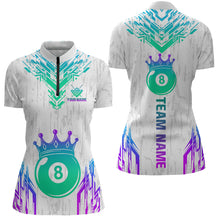 Load image into Gallery viewer, Custom White Neon 8 Ball Crown Billiard Shirts for Women and Team Polo &amp; 1/4 Zip Shirts NNT48