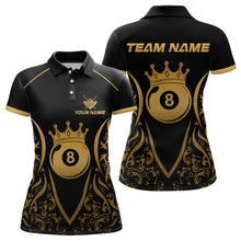 Load image into Gallery viewer, Custom Gold 8 Ball Crown Billiard Shirts for Women and Team Polo &amp; 1/4 Zip Shirts NNT49