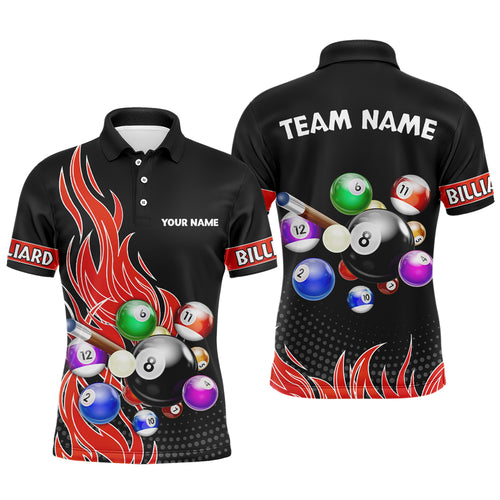 Custom Red Flame Billiard Shirts for Men Billiard Team Jerseys Polo & 1/4 Zip Shirts NNT45