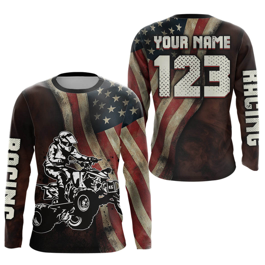 Custom US Flag ATV Motocross Quad Bike Jersey Racing Jersey Kid Adult UPF30+Off-Road Shirt ATV Shirt DNT13
