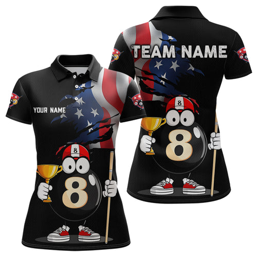 US Flag Funny 8 Ball Billiard Jersey Women Billiard Shirt for Men Team Polo & 1/4 Zip NNT12