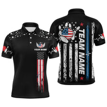 Load image into Gallery viewer, American Flag Bowling Custom Men Bowling Shirt Polo &amp; Quarter-Zip Bowling Team Jerseys HNT54