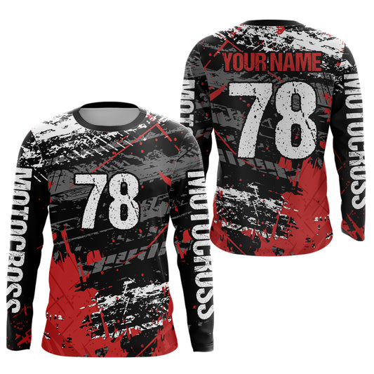 Youth Red Dirt Bike Jersey Off-Road Shirt Custom Motocross Jersey UPF30+ Kid Men Women DNT81