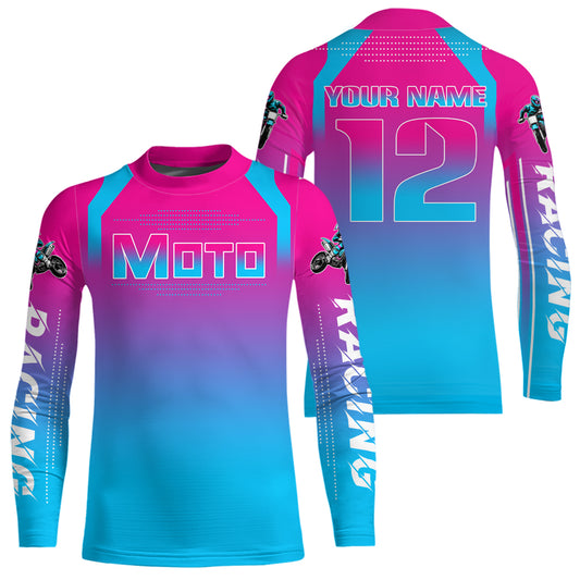Pink Motocross Racing Jersey UPF30+ MX Racing Dirt Bike Jersey Kid Men Women DNT04