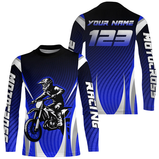 Blue Youth Dirt Bike Jersey Custom Motocross Jersey Men Women Kid Upf30+ Off-Road Jersey DNT75