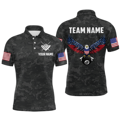 Billiard Shirt for Men US Flag Eagle Billiard Jersey 8 Ball Billiard for Men Team Shirt NNT24