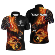 Load image into Gallery viewer, Custom Flaming US Flag Eagle Billiard Jersey for Men Billiard Shirt Billiard Gifts Polo &amp; 1/4 Zip NNT58