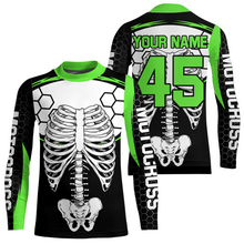 Load image into Gallery viewer, Green Bone Motocross Racing Jersey UPF30+ MX Racing Dirt Bike Jersey Kid Men Women DNT01