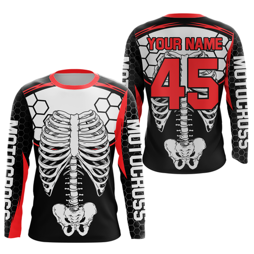 Red Bone Motocross Racing Jersey UPF30+ MX Racing Dirt Bike Jersey Kid Men Women DNT01