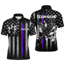 Load image into Gallery viewer, Custom Purple US Flag Eagle Bowling Jersey for Men Bowling Team Shirts Polo &amp; 1/4 Zip HNT119