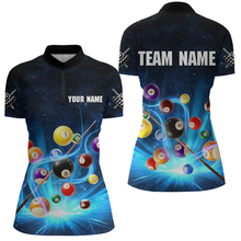 Load image into Gallery viewer, Custom Galaxy 8 Ball Billiard Shirts for Women Billiard Team Shirts Billiard League Polo &amp; 1/4 Zipper NNT85