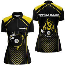 Load image into Gallery viewer, Customized Yellow 8 Ball Pool Crown Women&#39;s Billiard Shirts, Billiard Team Shirts Polo &amp; 1/4 Zip Shirts NNT37
